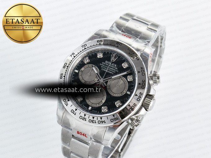 Daytona 126509 QF 1:1 Best Edition Black/Silver Diamonds Dial on SS Braclet SH4131 V5 (48 Hours Power Reserve) - Görsel 2