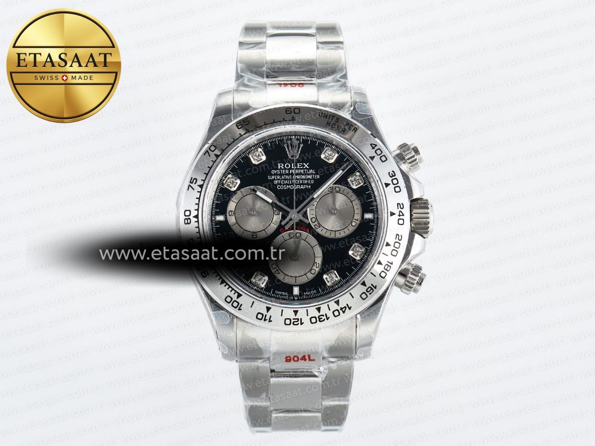 Daytona 126509 QF 1:1 Best Edition Black/Silver Diamonds Dial on SS Braclet SH4131 V5 (48 Hours Power Reserve) - Görsel 3