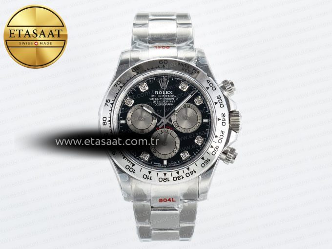 Daytona 126509 QF 1:1 Best Edition Black/Silver Diamonds Dial on SS Braclet SH4131 V5 (48 Hours Power Reserve) - Görsel 3