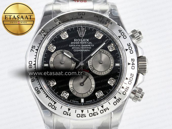 Daytona 126509 QF 1:1 Best Edition Black/Silver Diamonds Dial on SS Braclet SH4131 V5 (48 Hours Power Reserve) - Görsel 4