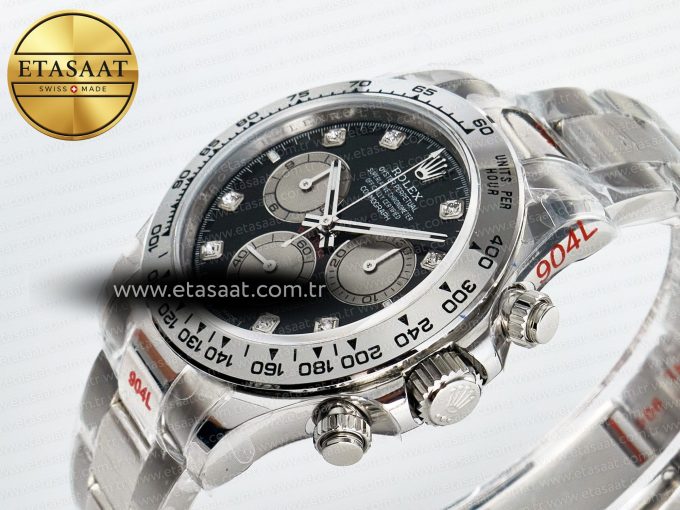 Daytona 126509 QF 1:1 Best Edition Black/Silver Diamonds Dial on SS Braclet SH4131 V5 (48 Hours Power Reserve) - Görsel 6