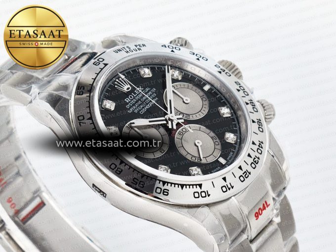 Daytona 126509 QF 1:1 Best Edition Black/Silver Diamonds Dial on SS Braclet SH4131 V5 (48 Hours Power Reserve) - Görsel 7