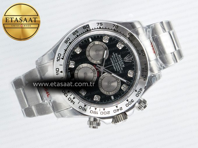 Daytona 126509 QF 1:1 Best Edition Black/Silver Diamonds Dial on SS Braclet SH4131 V5 (48 Hours Power Reserve) - Görsel 8