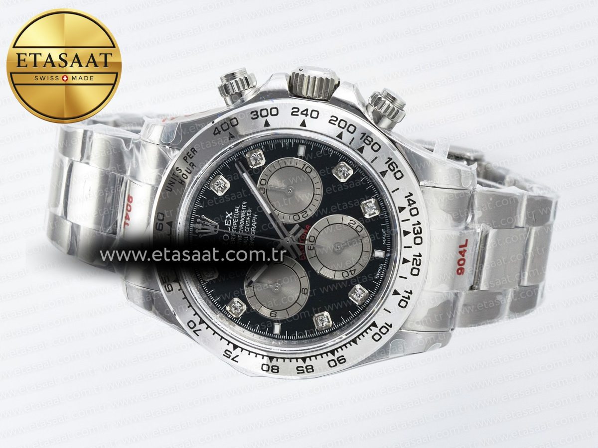 Daytona 126509 QF 1:1 Best Edition Black/Silver Diamonds Dial on SS Braclet SH4131 V5 (48 Hours Power Reserve) - Görsel 9