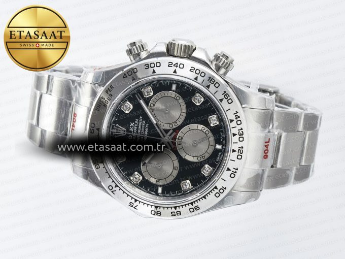 Daytona 126509 QF 1:1 Best Edition Black/Silver Diamonds Dial on SS Braclet SH4131 V5 (48 Hours Power Reserve) - Görsel 9