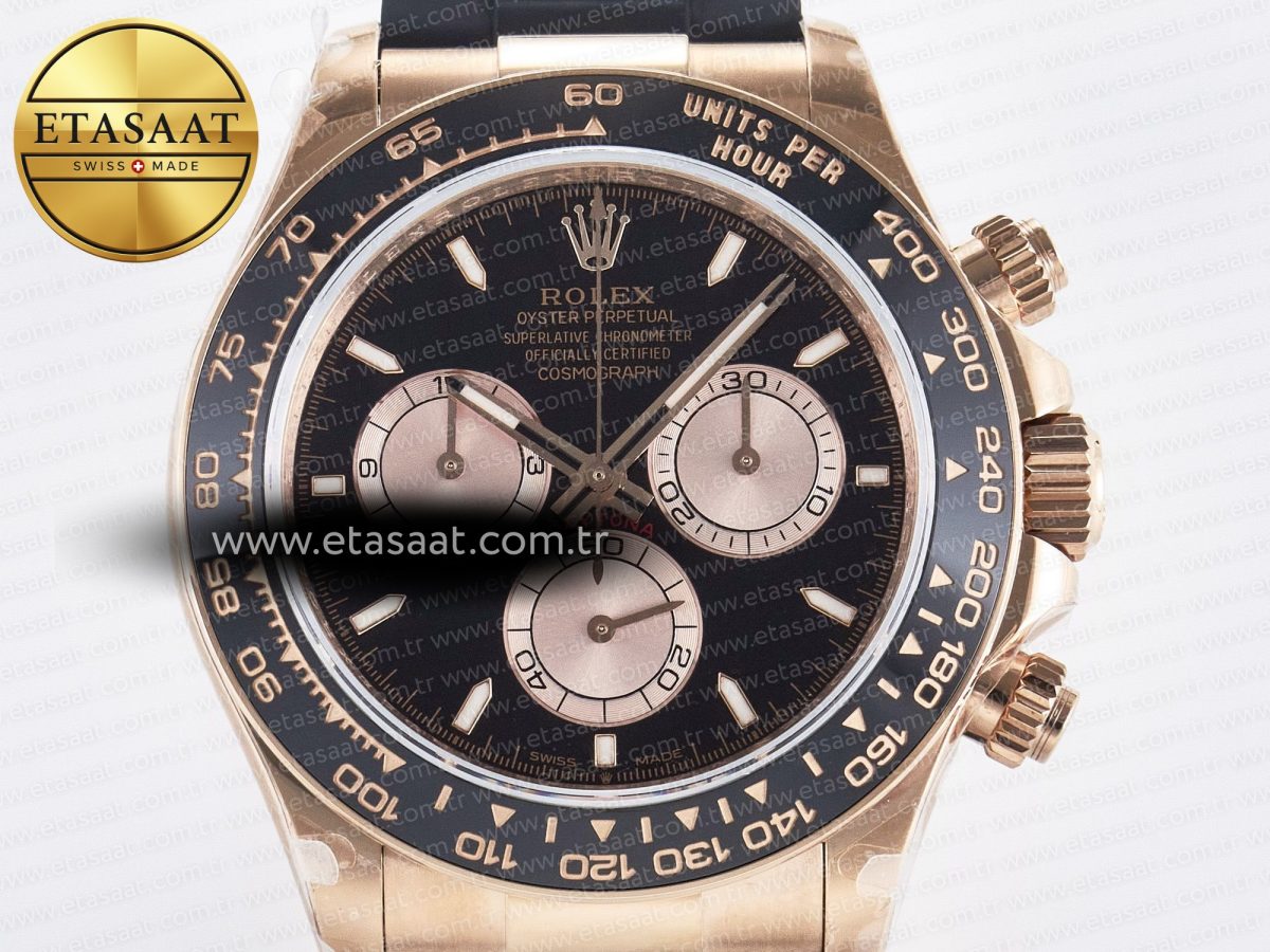 Daytona 126515 QF 1:1 Best Edition Black/RG Dial on Oysterflex Strap SH4131 V5 (48 Hours Power Reserve) - Görsel 4