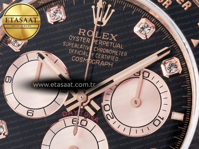 Daytona 126515 QF 1:1 Best Edition Black/RG Diamonds Dial on Oysterflex Strap SH4131 V5 (48 Hours Power Reserve) - Görsel 10