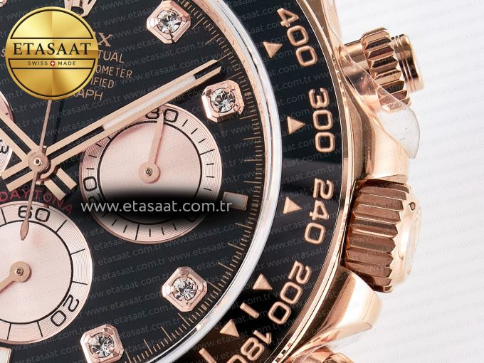 Daytona 126515 QF 1:1 Best Edition Black/RG Diamonds Dial on Oysterflex Strap SH4131 V5 (48 Hours Power Reserve) - Görsel 11