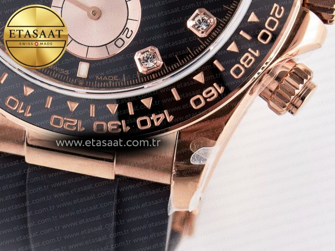 Daytona 126515 QF 1:1 Best Edition Black/RG Diamonds Dial on Oysterflex Strap SH4131 V5 (48 Hours Power Reserve) - Görsel 14
