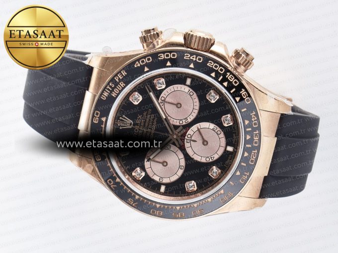 Daytona 126515 QF 1:1 Best Edition Black/RG Diamonds Dial on Oysterflex Strap SH4131 V5 (48 Hours Power Reserve) - Görsel 9