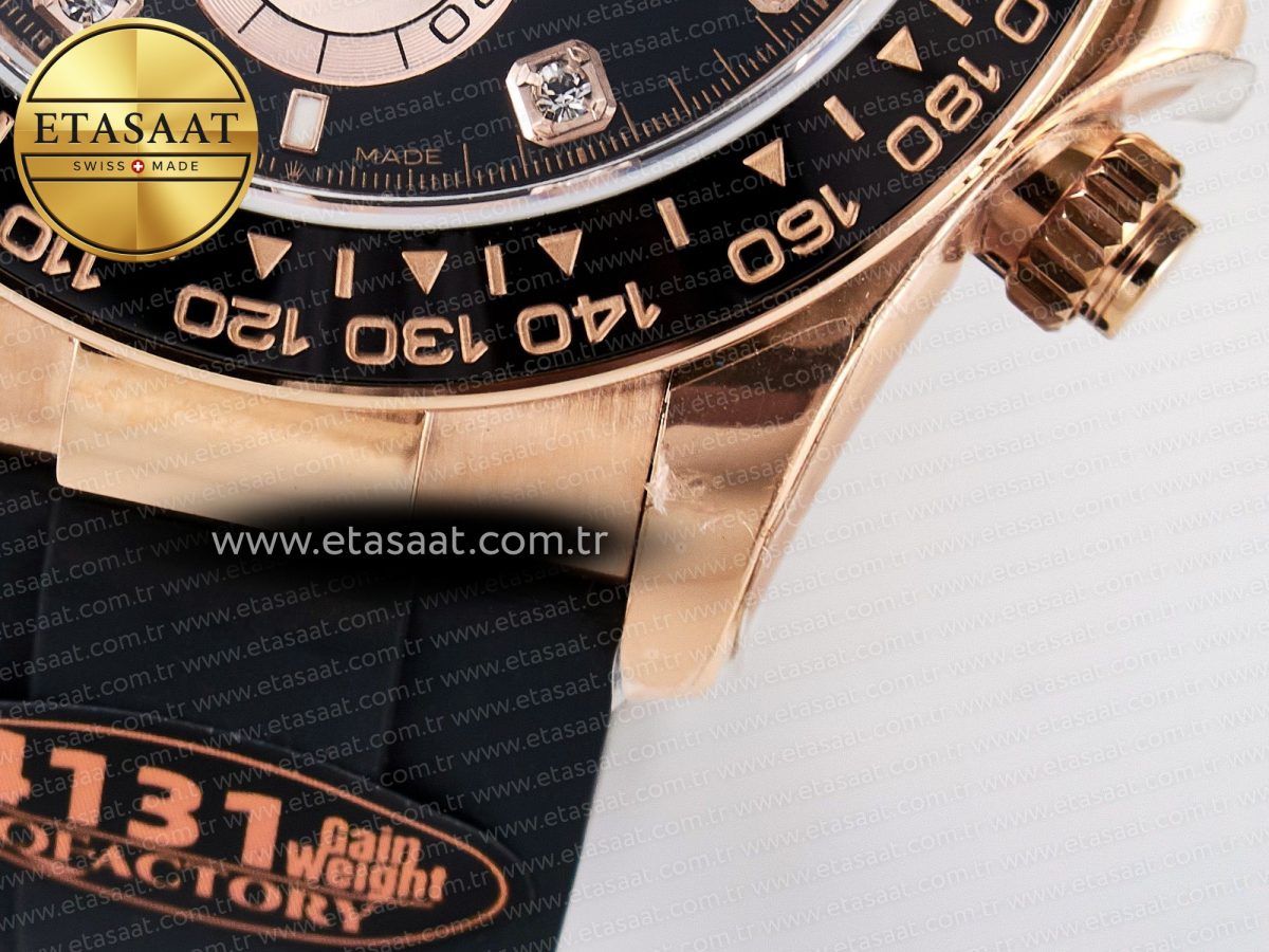 Daytona 126515 QF 1:1 Best Edition Black/RG Diamonds Dial on Oysterflex Strap SH4131 V6（Gain Weight） - Görsel 14