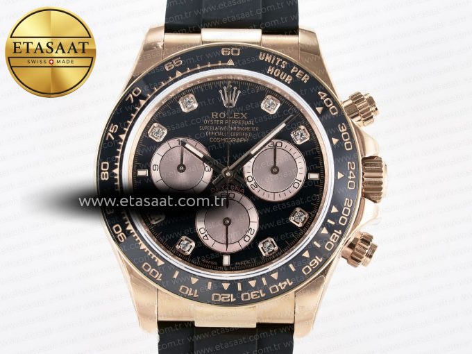 Daytona 126515 QF 1:1 Best Edition Black/RG Diamonds Dial on Oysterflex Strap SH4131 V6（Gain Weight） - Görsel 4