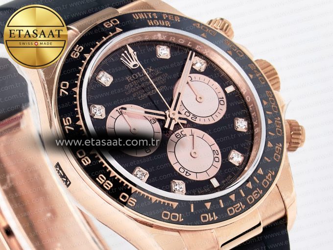 Daytona 126515 QF 1:1 Best Edition Black/RG Diamonds Dial on Oysterflex Strap SH4131 V6（Gain Weight） - Görsel 5