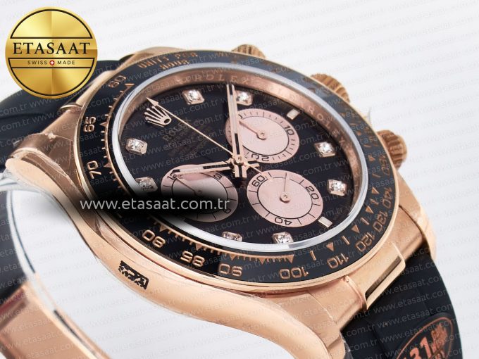 Daytona 126515 QF 1:1 Best Edition Black/RG Diamonds Dial on Oysterflex Strap SH4131 V6（Gain Weight） - Görsel 7