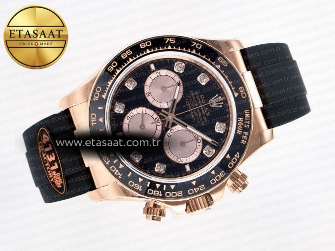 Daytona 126515 QF 1:1 Best Edition Black/RG Diamonds Dial on Oysterflex Strap SH4131 V6（Gain Weight） - Görsel 8