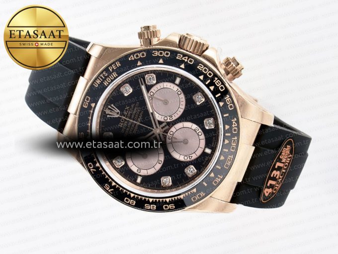 Daytona 126515 QF 1:1 Best Edition Black/RG Diamonds Dial on Oysterflex Strap SH4131 V6（Gain Weight） - Görsel 9