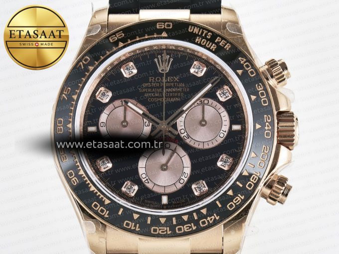 Daytona 126515 QF 1:1 Best Edition RG/Black Diamonds Dial on Oysterflex Strap QF4131 V10 (48 Hours Power Reserve) - Görsel 4