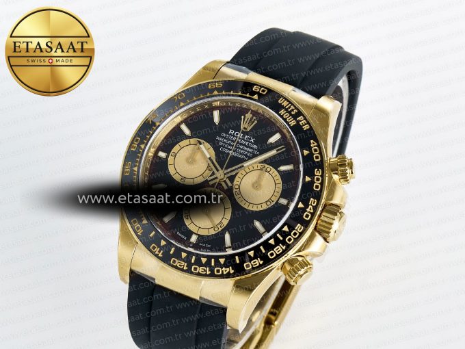 Daytona 126518 Clean YG 1:1 Best Edition Black/YG Dial on Oysterflex Rubber Strap SH4131 - Görsel 1