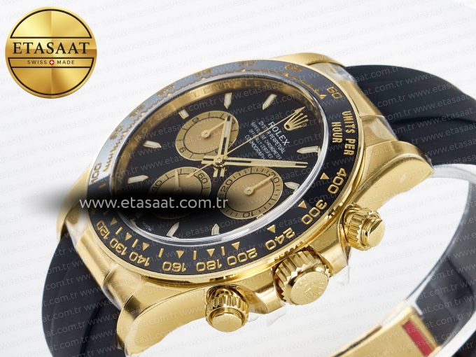 Daytona 126518 Clean YG 1:1 Best Edition Black/YG Dial on Oysterflex Rubber Strap SH4131 - Görsel 6
