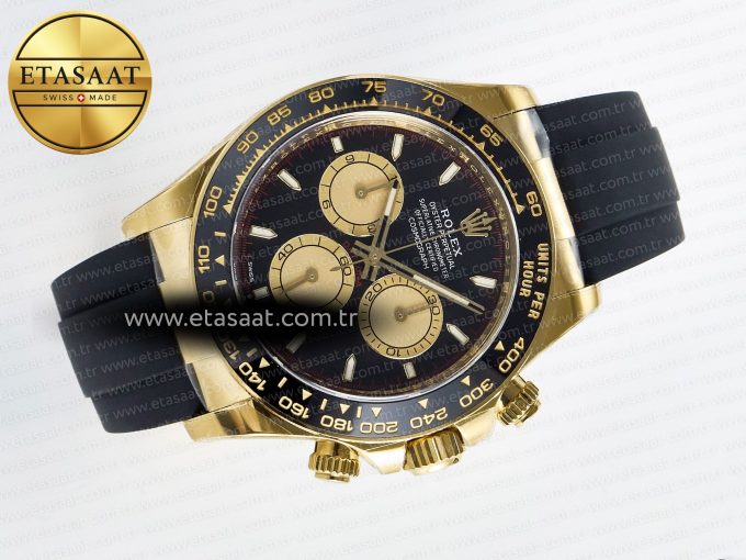Daytona 126518 Clean YG 1:1 Best Edition Black/YG Dial on Oysterflex Rubber Strap SH4131 - Görsel 8