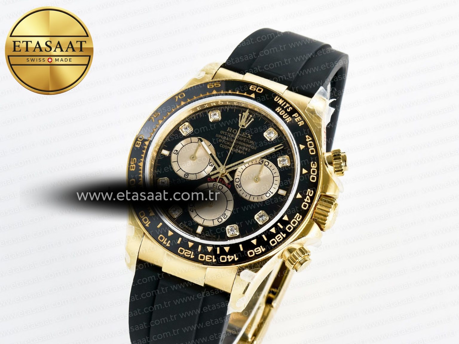 Daytona 126518 QF 1:1 Best Edition Black/YG Diamonds Dial on Oysterflex Strap QF4131 V10 (48 Hours Power Reserve) - Görsel 1