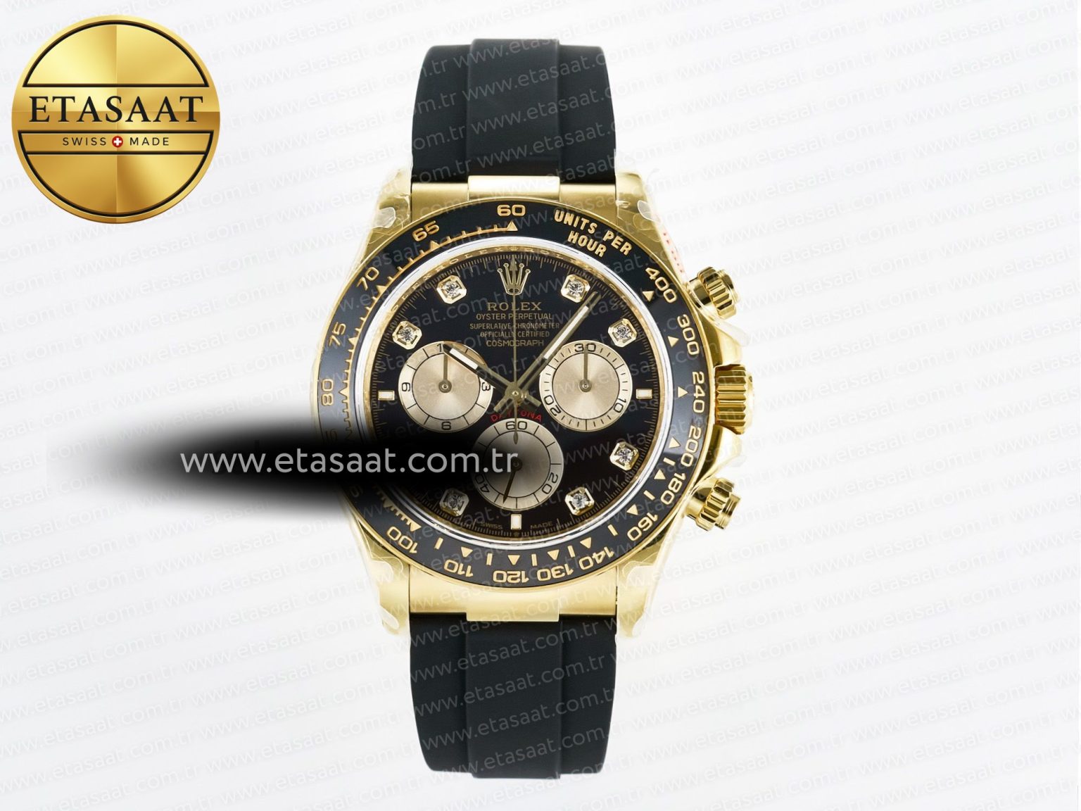 Daytona 126518 QF 1:1 Best Edition Black/YG Diamonds Dial on Oysterflex Strap QF4131 V10 (48 Hours Power Reserve) - Görsel 3