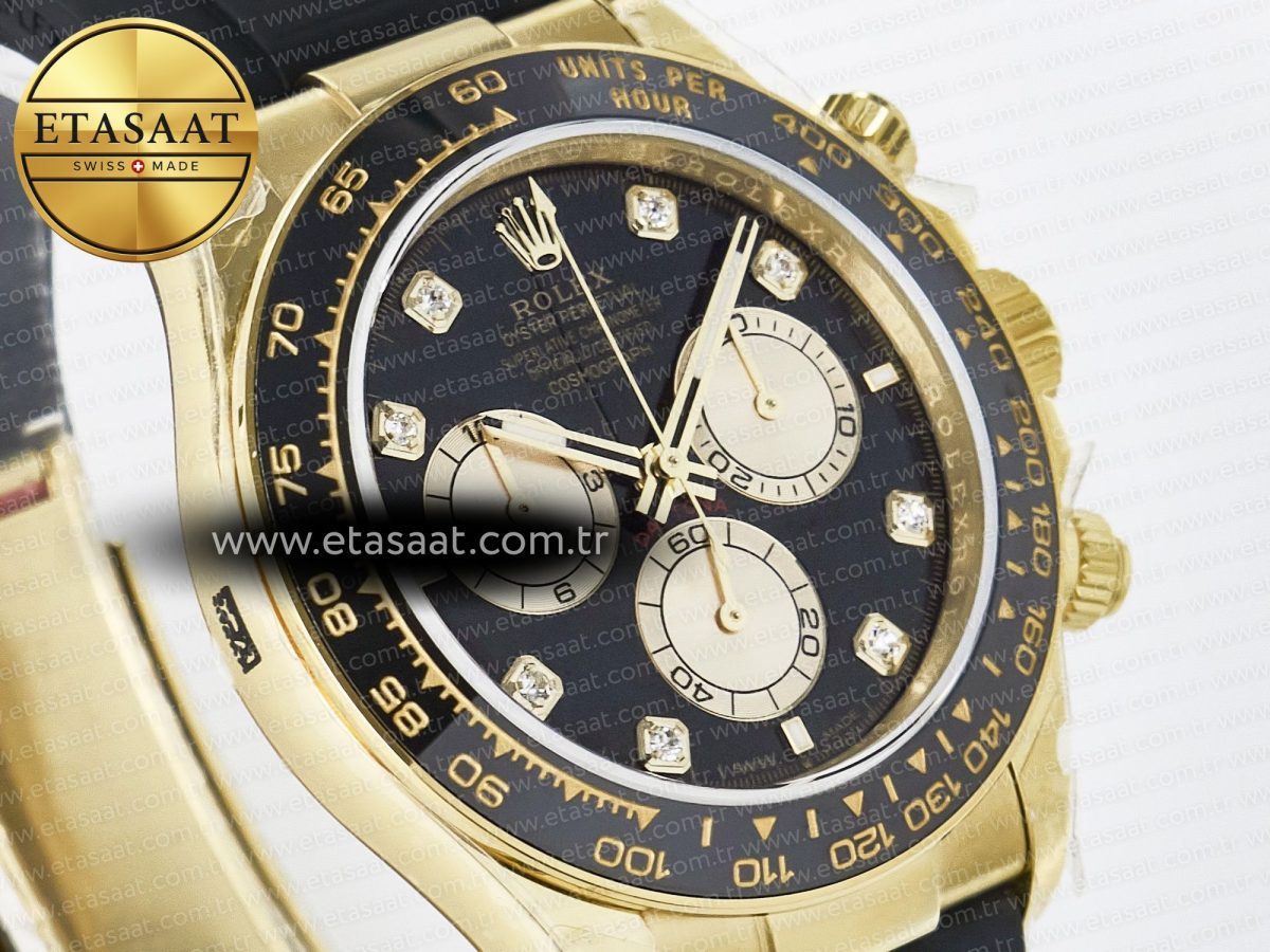 Daytona 126518 QF 1:1 Best Edition Black/YG Diamonds Dial on Oysterflex Strap QF4131 V10 (48 Hours Power Reserve) - Görsel 5