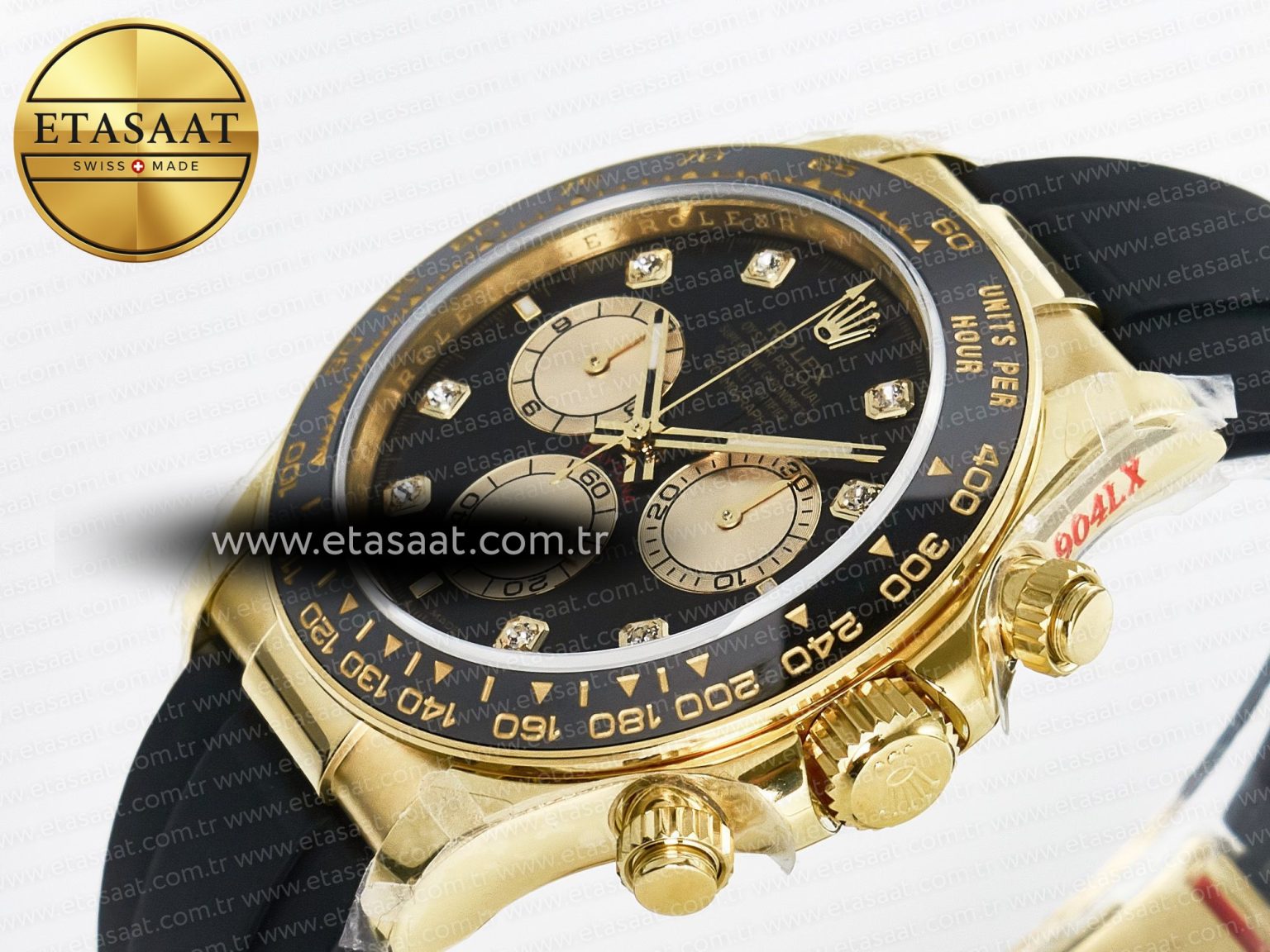 Daytona 126518 QF 1:1 Best Edition Black/YG Diamonds Dial on Oysterflex Strap QF4131 V10 (48 Hours Power Reserve) - Görsel 6
