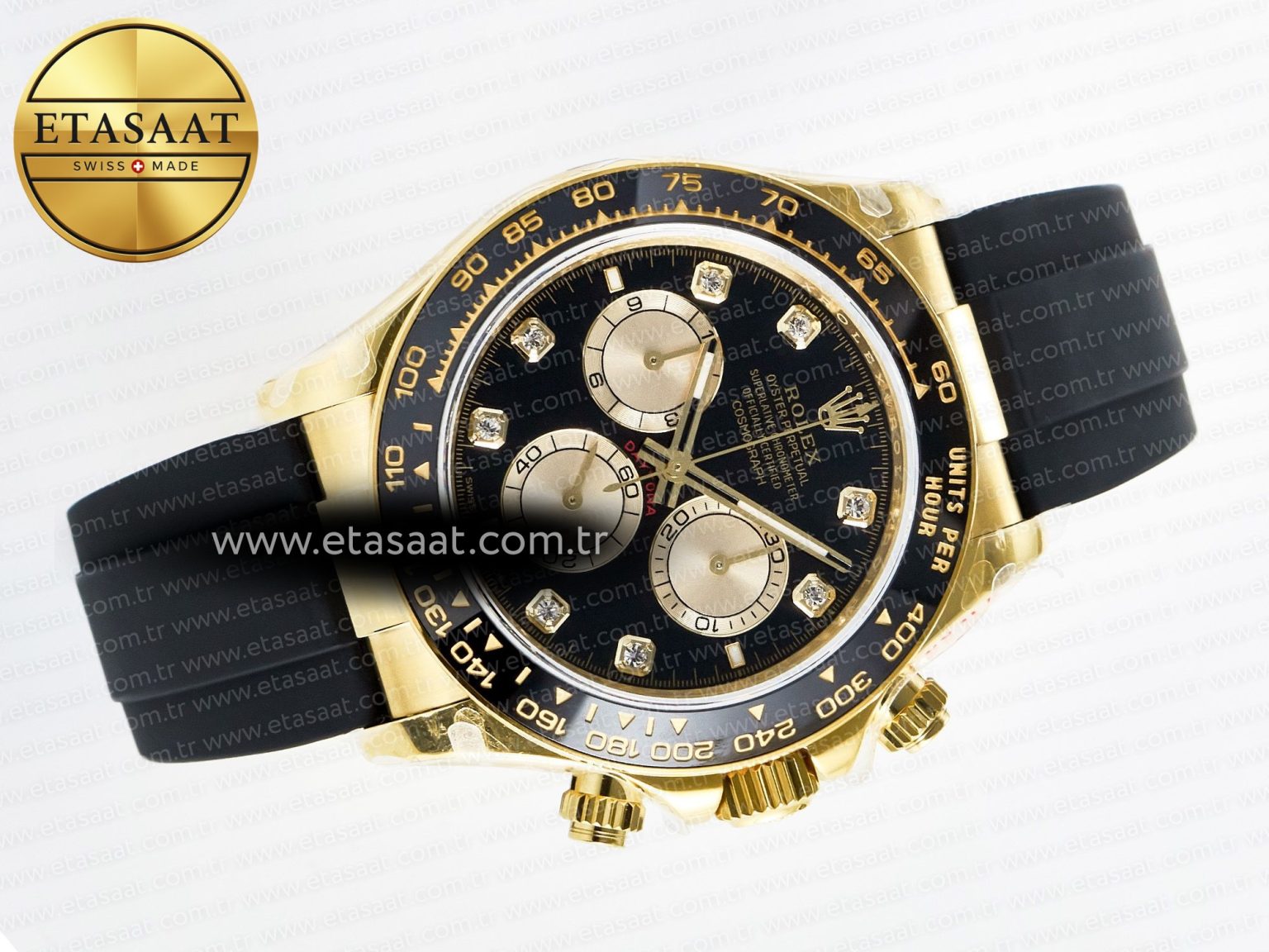 Daytona 126518 QF 1:1 Best Edition Black/YG Diamonds Dial on Oysterflex Strap QF4131 V10 (48 Hours Power Reserve) - Görsel 8