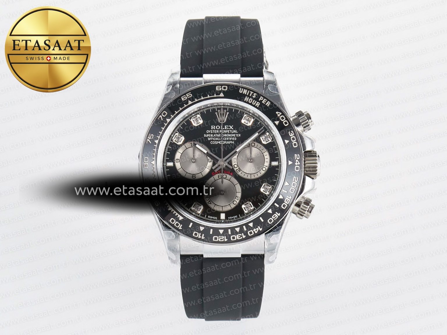 Daytona 126519 QF 1:1 Best Edition Black/Gray Dial Diamonds on Oysterflex Strap QF4131 V10 (48 Hours Power Reserve) - Görsel 3