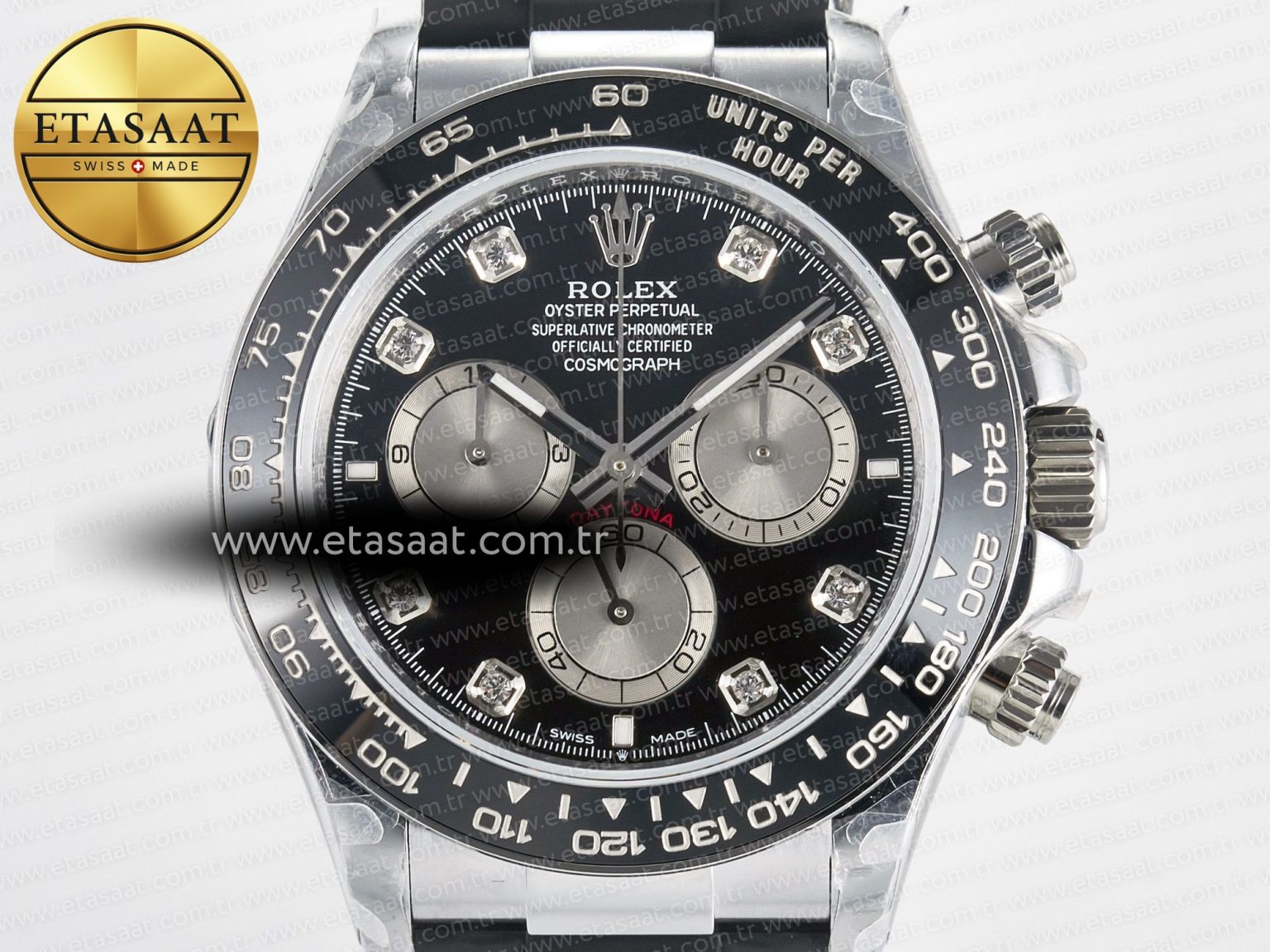 Daytona 126519 QF 1:1 Best Edition Black/Gray Dial Diamonds on Oysterflex Strap QF4131 V10 (48 Hours Power Reserve) - Görsel 4