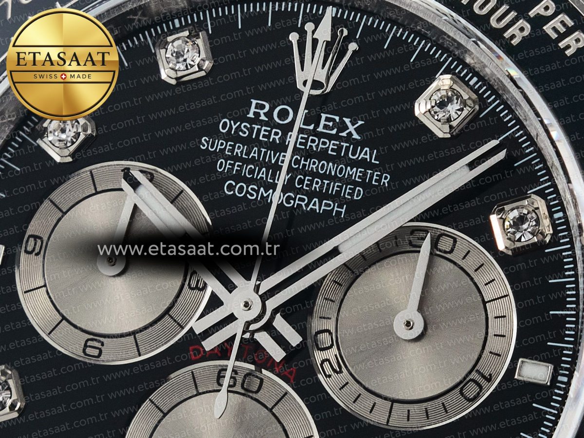 Daytona 126519 QF 1:1 Best Edition Black/Silver Diamonds Dial on Oysterflex Strap SH4131 V5 (48 Hours Power Reserve) - Görsel 10