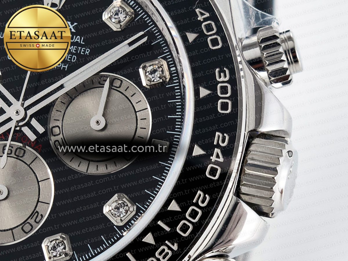 Daytona 126519 QF 1:1 Best Edition Black/Silver Diamonds Dial on Oysterflex Strap SH4131 V5 (48 Hours Power Reserve) - Görsel 11