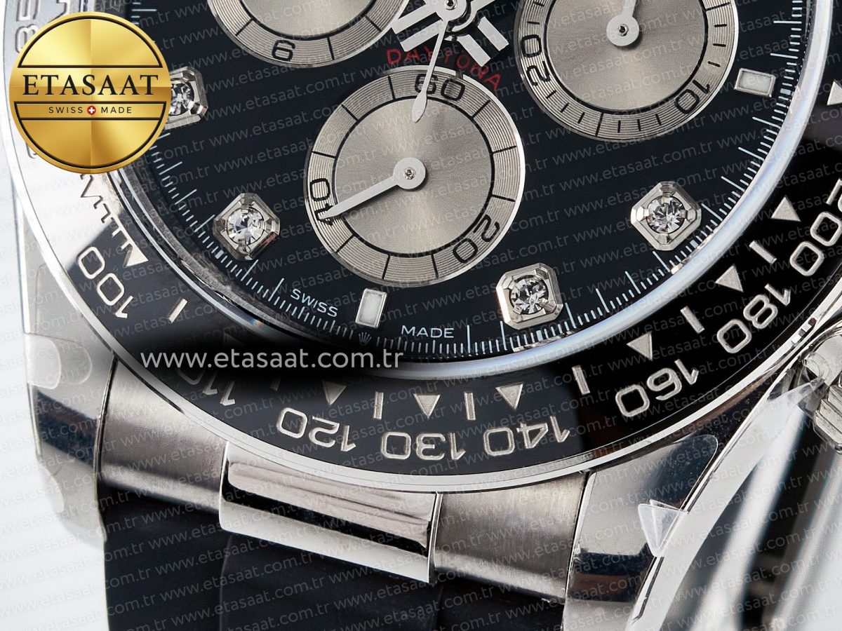 Daytona 126519 QF 1:1 Best Edition Black/Silver Diamonds Dial on Oysterflex Strap SH4131 V5 (48 Hours Power Reserve) - Görsel 12