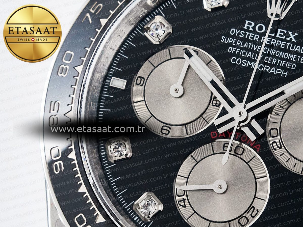 Daytona 126519 QF 1:1 Best Edition Black/Silver Diamonds Dial on Oysterflex Strap SH4131 V5 (48 Hours Power Reserve) - Görsel 13