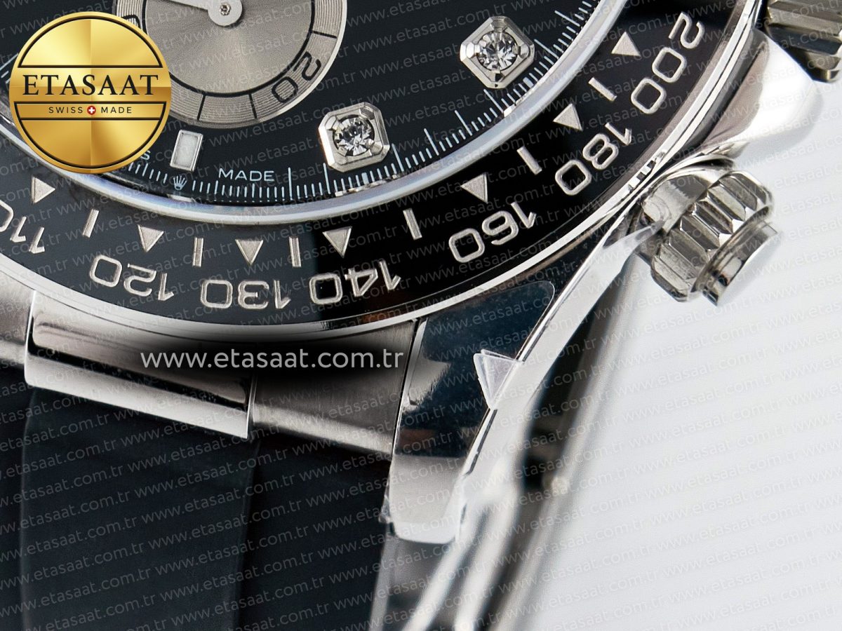 Daytona 126519 QF 1:1 Best Edition Black/Silver Diamonds Dial on Oysterflex Strap SH4131 V5 (48 Hours Power Reserve) - Görsel 14
