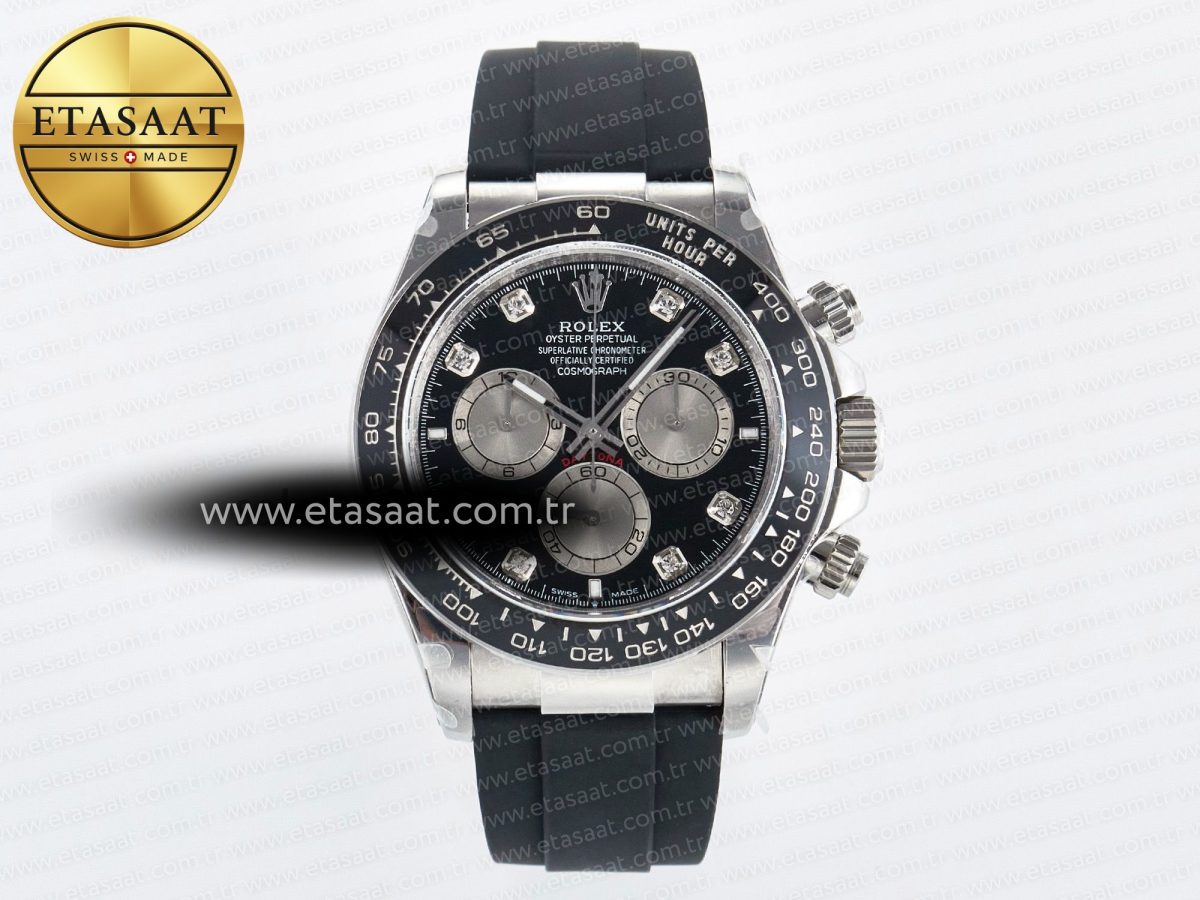 Daytona 126519 QF 1:1 Best Edition Black/Silver Diamonds Dial on Oysterflex Strap SH4131 V5 (48 Hours Power Reserve) - Görsel 3