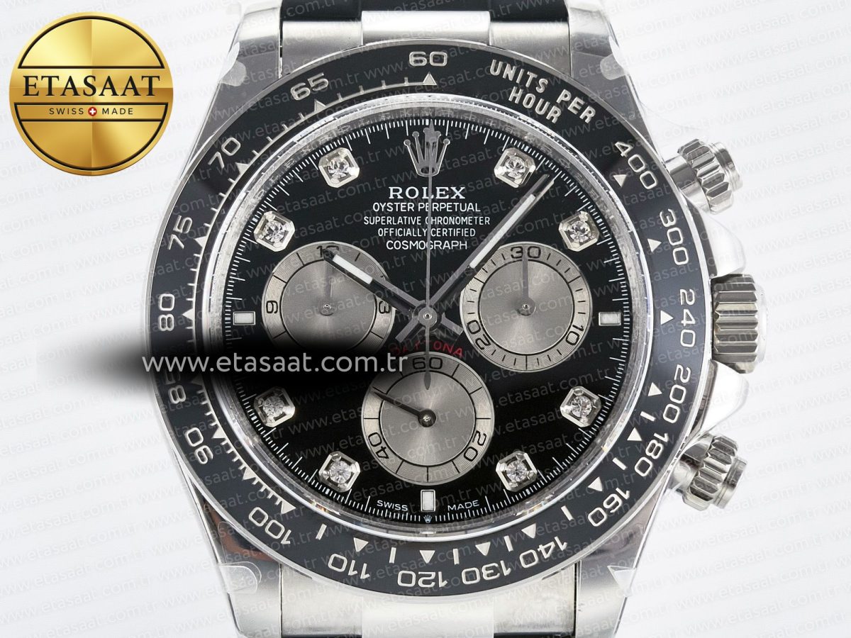 Daytona 126519 QF 1:1 Best Edition Black/Silver Diamonds Dial on Oysterflex Strap SH4131 V5 (48 Hours Power Reserve) - Görsel 4