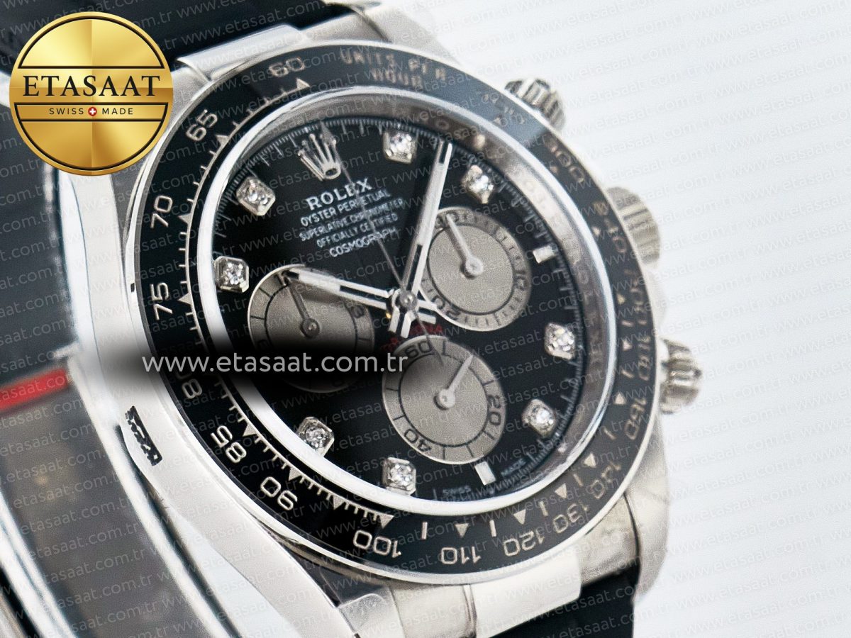 Daytona 126519 QF 1:1 Best Edition Black/Silver Diamonds Dial on Oysterflex Strap SH4131 V5 (48 Hours Power Reserve) - Görsel 5
