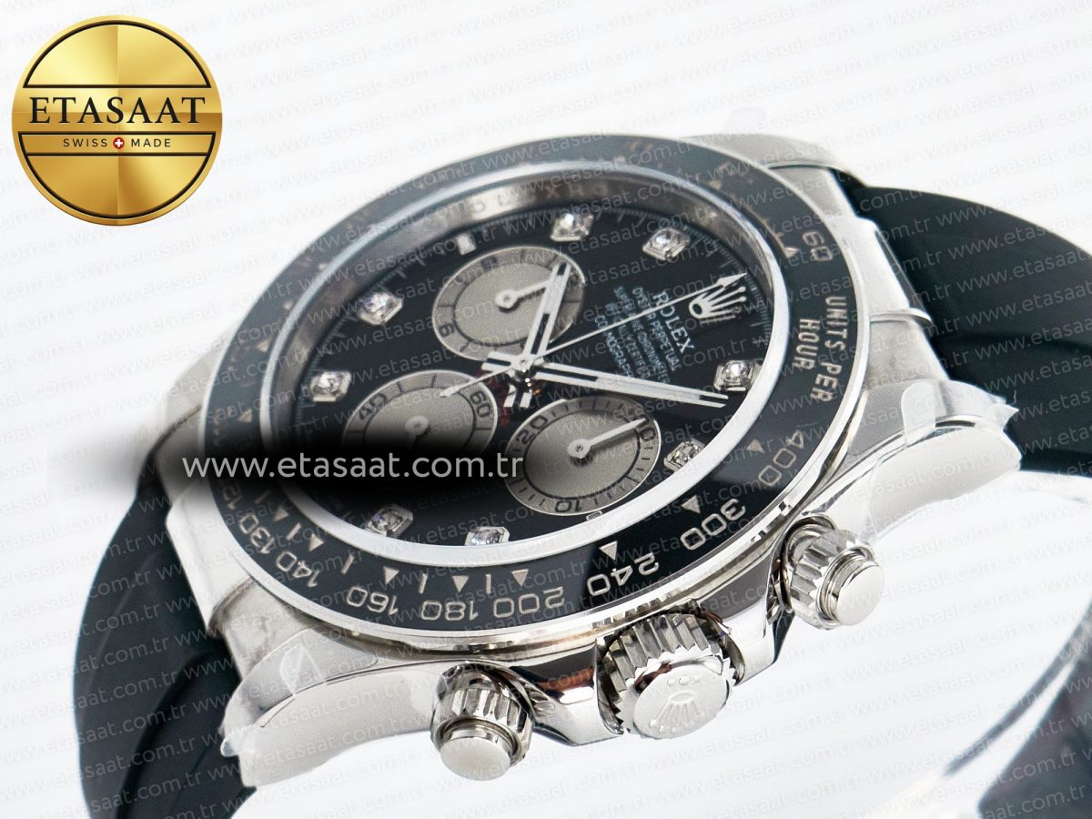 Daytona 126519 QF 1:1 Best Edition Black/Silver Diamonds Dial on Oysterflex Strap SH4131 V5 (48 Hours Power Reserve) - Görsel 6