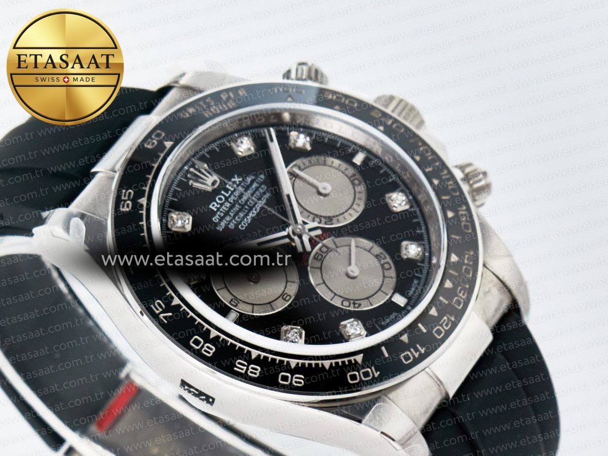 Daytona 126519 QF 1:1 Best Edition Black/Silver Diamonds Dial on Oysterflex Strap SH4131 V5 (48 Hours Power Reserve) - Görsel 7