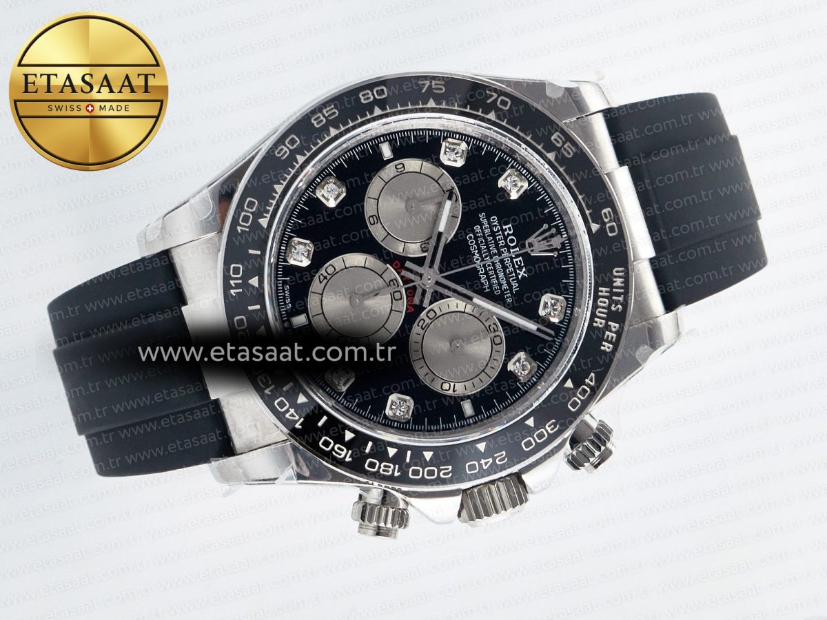 Daytona 126519 QF 1:1 Best Edition Black/Silver Diamonds Dial on Oysterflex Strap SH4131 V5 (48 Hours Power Reserve) - Görsel 8