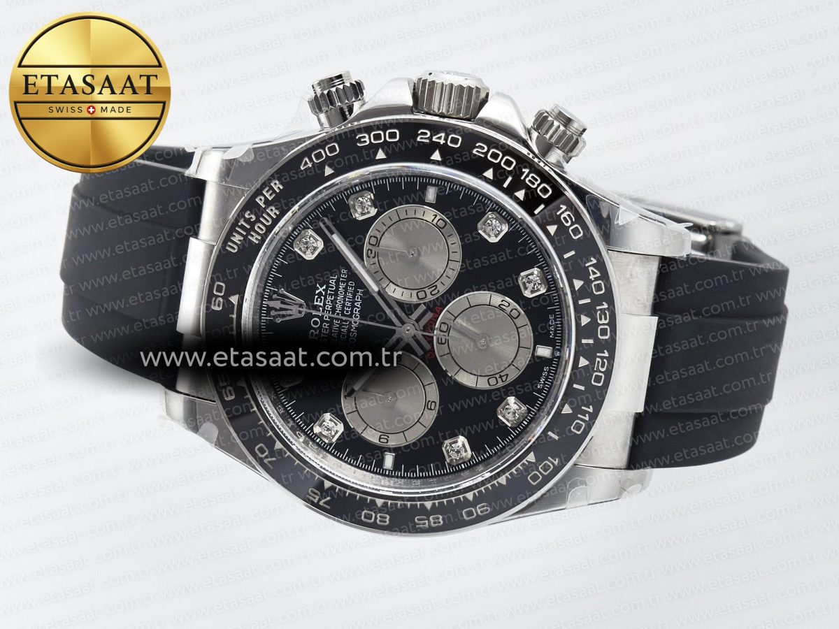 Daytona 126519 QF 1:1 Best Edition Black/Silver Diamonds Dial on Oysterflex Strap SH4131 V5 (48 Hours Power Reserve) - Görsel 9