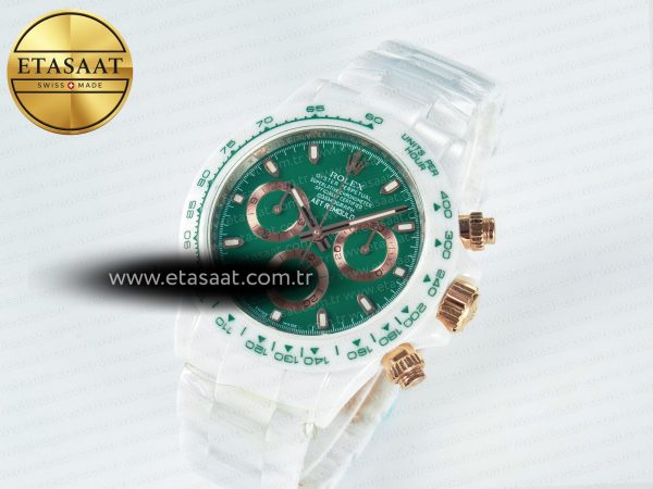 Daytona AET White Ceramic Case and Bracelet Green Dial N6F Best Edition SA4130