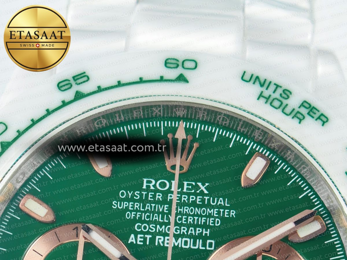 Daytona AET White Ceramic Case and Bracelet Green Dial N6F Best Edition SA4130 - Görsel 10