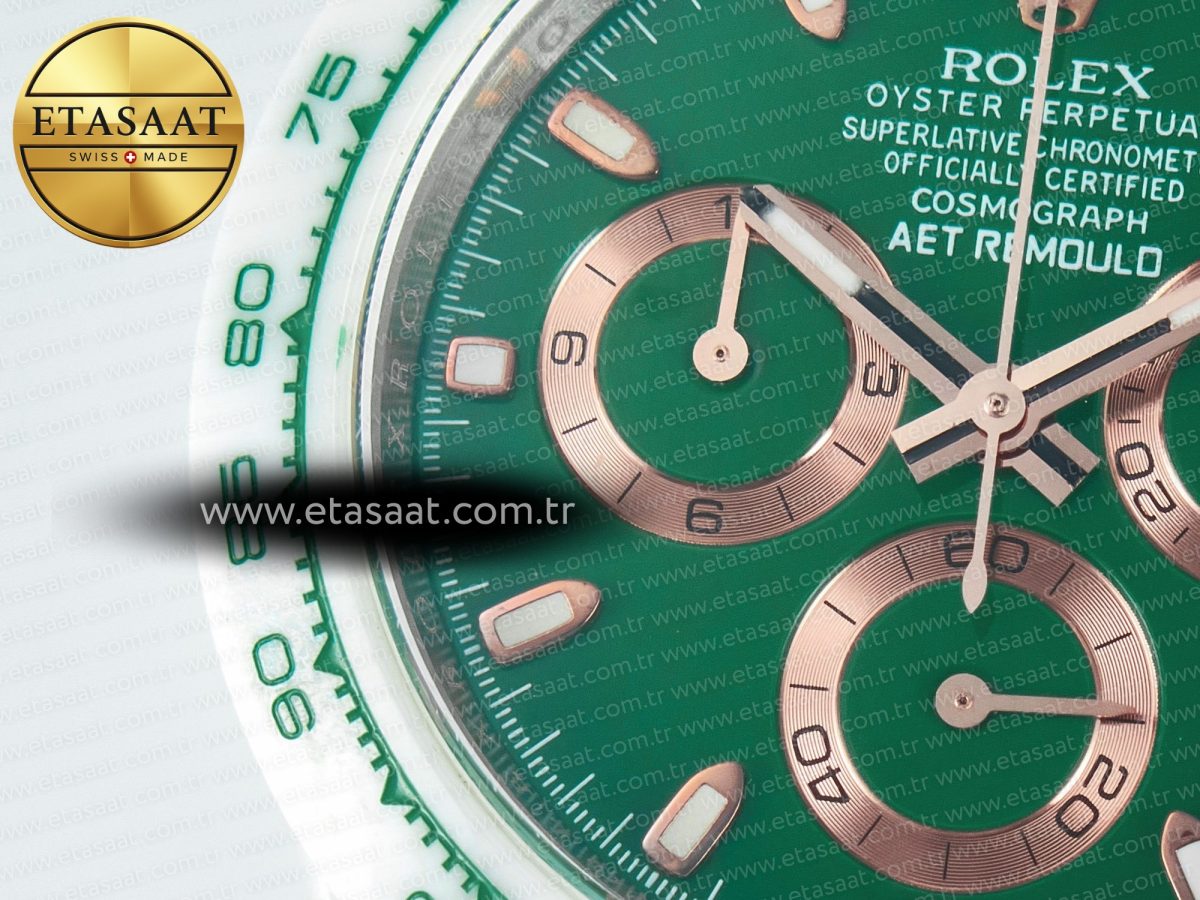 Daytona AET White Ceramic Case and Bracelet Green Dial N6F Best Edition SA4130 - Görsel 11