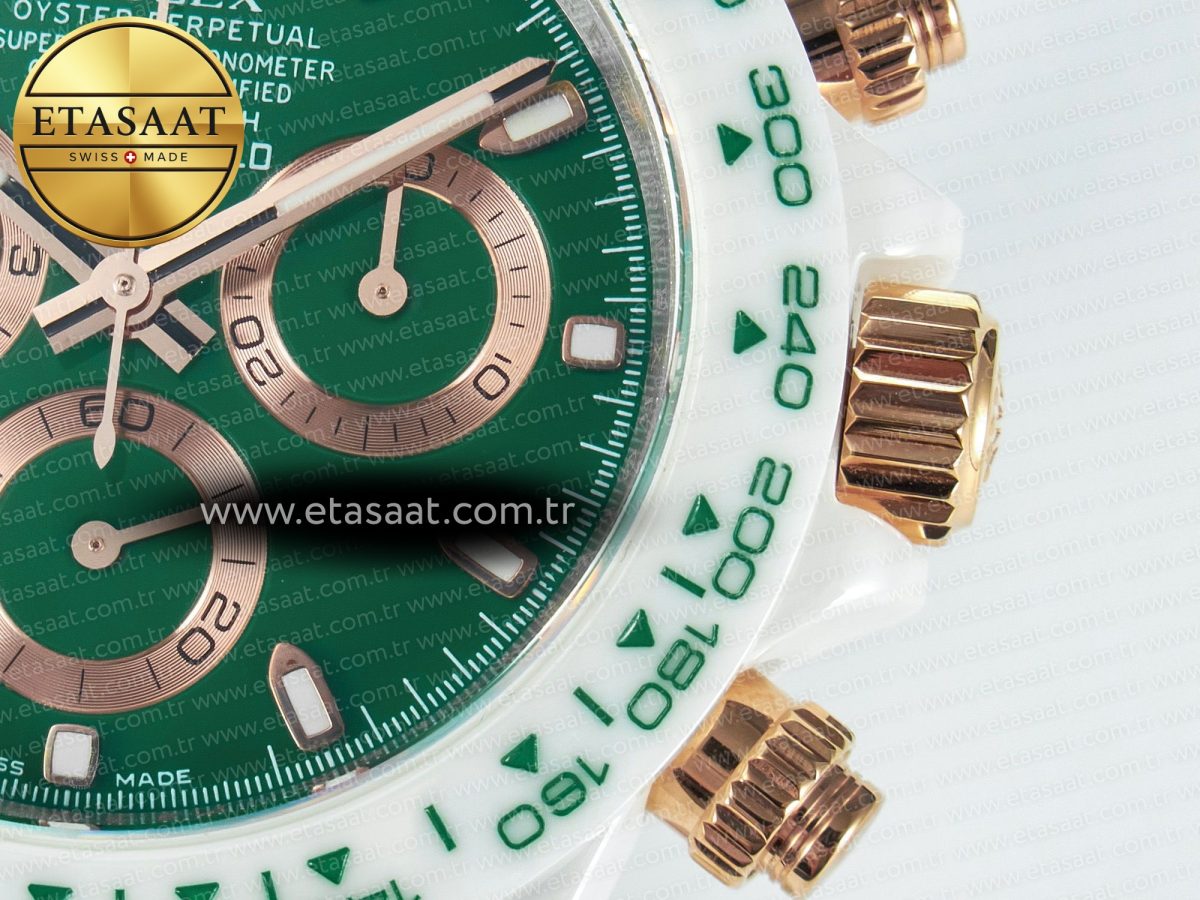 Daytona AET White Ceramic Case and Bracelet Green Dial N6F Best Edition SA4130 - Görsel 13