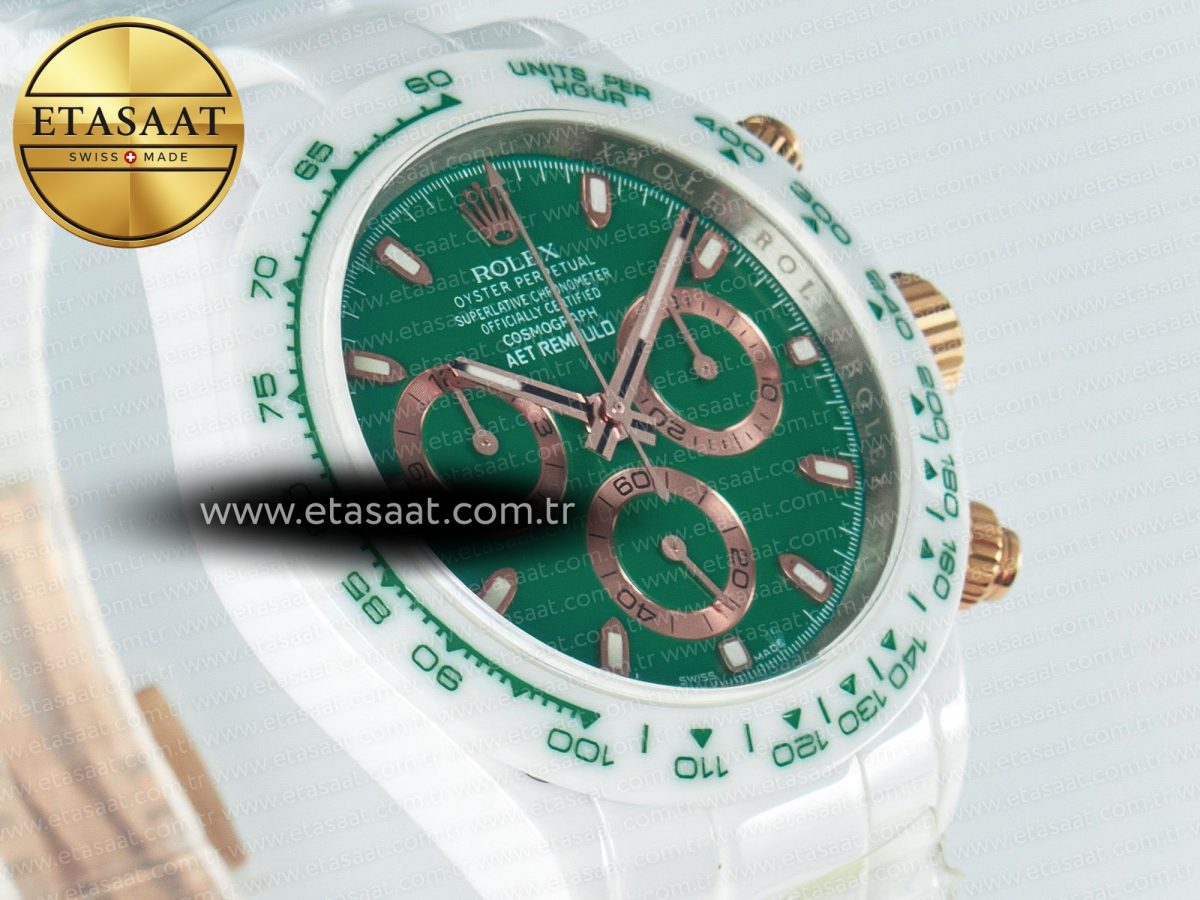 Daytona AET White Ceramic Case and Bracelet Green Dial N6F Best Edition SA4130 - Görsel 5