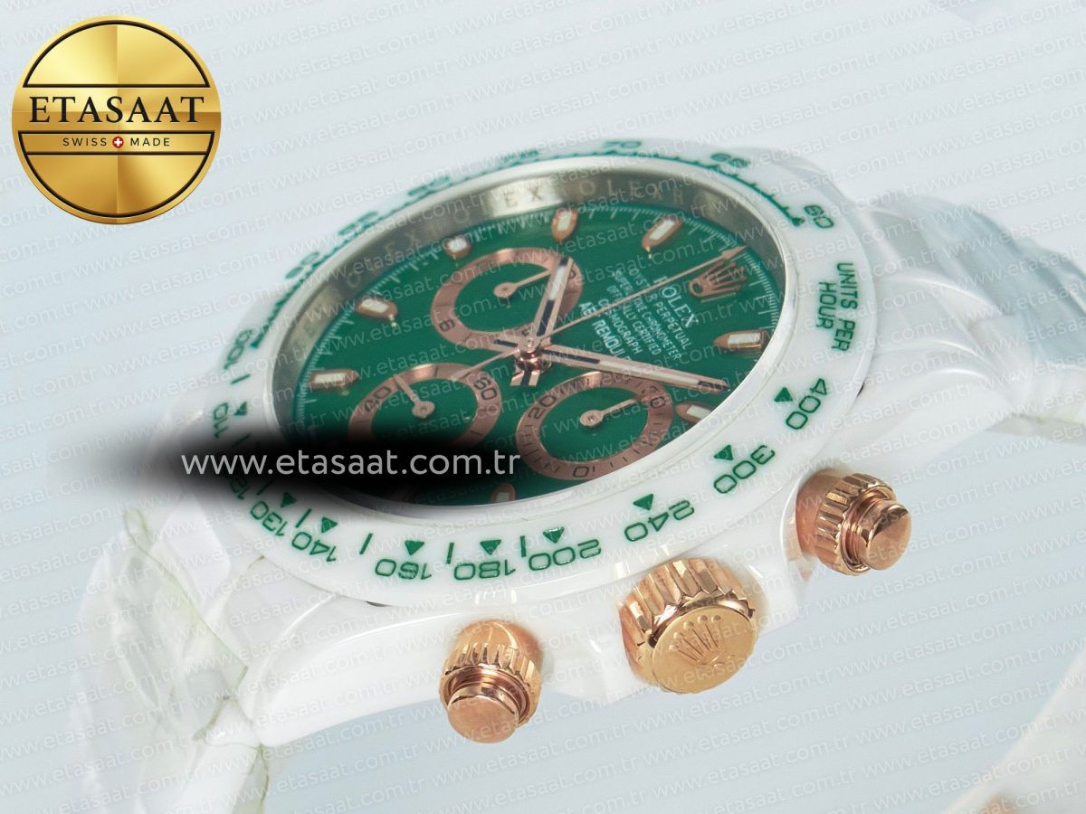 Daytona AET White Ceramic Case and Bracelet Green Dial N6F Best Edition SA4130 - Görsel 6