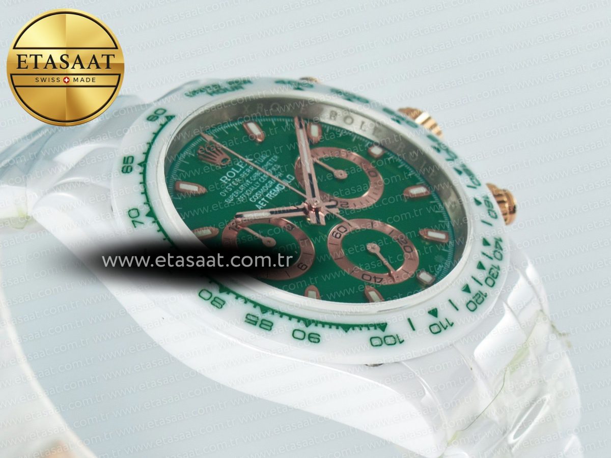 Daytona AET White Ceramic Case and Bracelet Green Dial N6F Best Edition SA4130 - Görsel 7